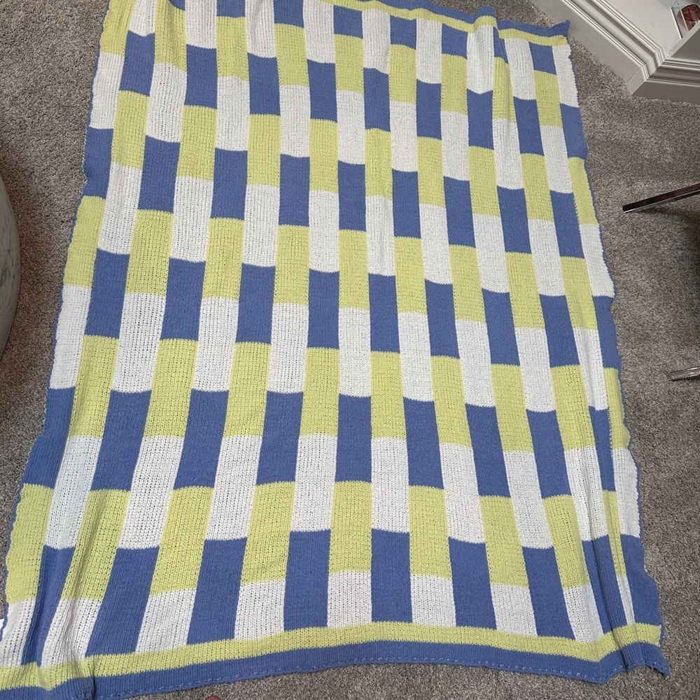 Blue, White, and Yellow‎ Checkered Throw